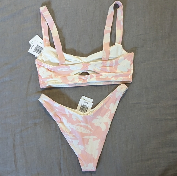 L*Space Flora Cabana Bikini Set Paradise Pink Cream - Picture 3 of 4